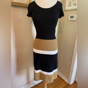 anne klein | size xs | black tan and white dress